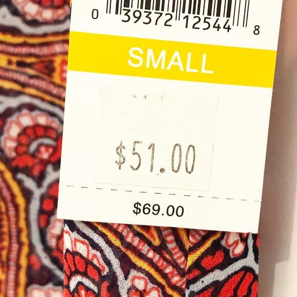 Two By Vince Camuto Sleeveless Semi-Sheer Print Top Blue Red S NWT - Picture 10 of 10